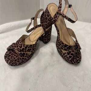Reaction Kenneth Cole Leopard Print Chunky Heel Women's Sandals